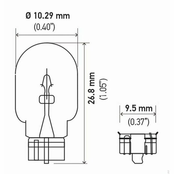 Hella Bulb 2825 12V 5W 4Cp W2.1X9.5D T3.25 Sb Back Up Light, 2825Sb 2825SB